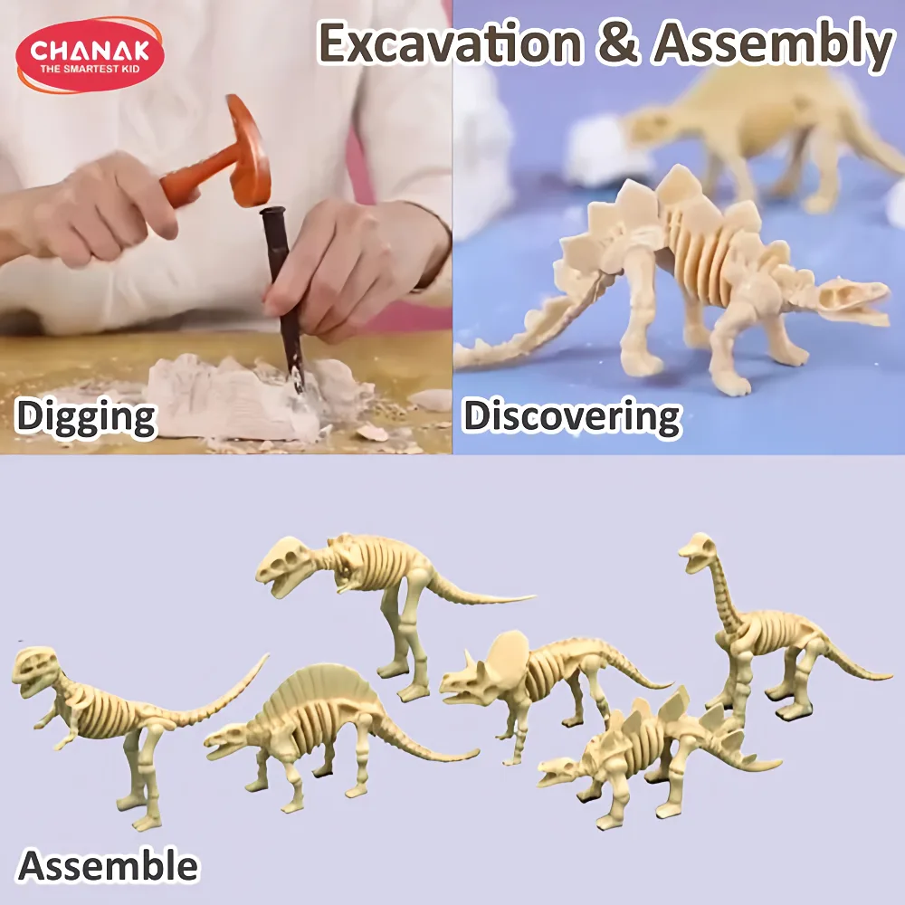 Chanak Dinosaur Skeleton Dig Kit 6-IN-1 Steam Archaeology Set - Image 4