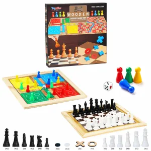 5-in-1 Wooden Game Board Set