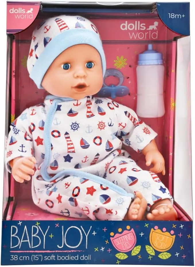 Baby Joy 38Cm (15IN) Baby Doll W Sleeping Eyes Bottle & Dummy