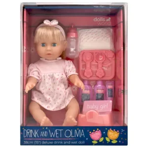 Baby Tinkles 38Cm (15IN) Drink & Wet Doll Sleeping Eyes Dlx Outfit