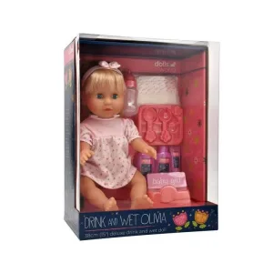 Olivia 38Cm (15IN) Drink & Wet Dlx Doll Sleeping Eyes WITH Hair